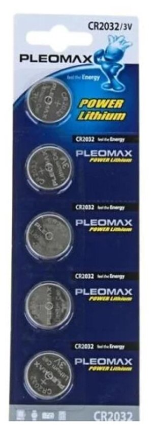 Батарейка литиевая Pleomax CR2032-5BL 3В блистер 5 шт. 824041