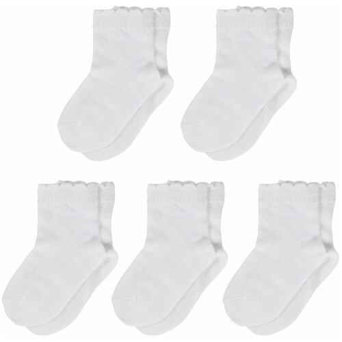 фото Комплект из 5 пар детских носков lorenzline из 100% хлопка белые, размер 14-16