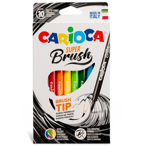 Фломастеры "Carioca" Super-brush, наконечник-кисть 10 цветов 42937