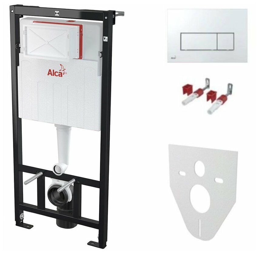 Инсталляция AlcaPlast AM101/1120 (4в1)+M571 прямоугольная хром/глянец + M91