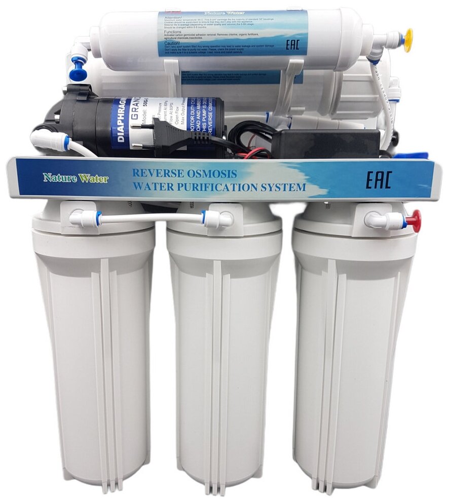 Система обратного осмоса NatureWater с насосом (фильтр для питьевой воды производительность 200 литров в сутки) - фотография № 2