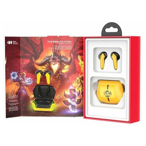 Наушники Hoco S21 TWS беспроводные вакуумные BT50 40320 мАч микрофон черно-желтые 488900₽