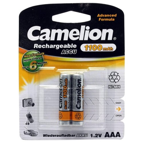 Аккумулятор Camelion AAA (NH-AAA1100BP2), 1,2В, емкость 1100мАxч, 2шт/уп