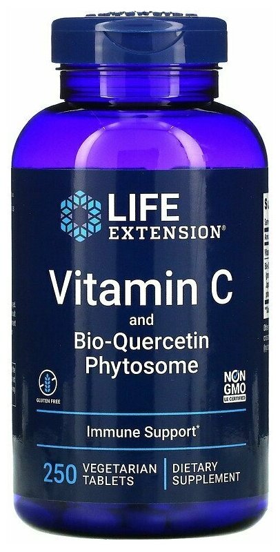 Life Extension Vitamin C and Bio-Quercetin Phytosome 250 Vegetarian Tablets