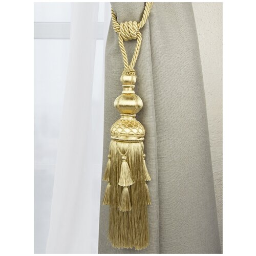 Подхват для штор кисть Mirtex золотой (1шт) с бахромой декоративные/шторные подхваты