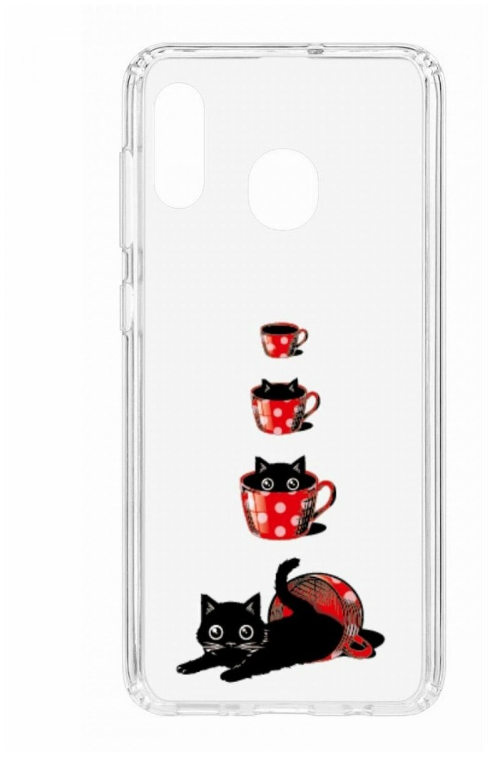 Чехол для Samsung Galaxy A20 2019 Kruche Print Котенок в чашке, противоударная пластиковая накладка с рисунком, силиконовый бампер с защитой камеры
