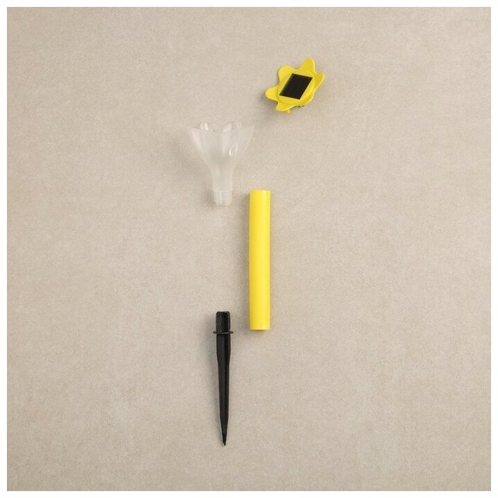Фонарь садовый на солнечной батарее "Цветок желтый", 29 см, d=6 см, 1 led, пластик - фотография № 5