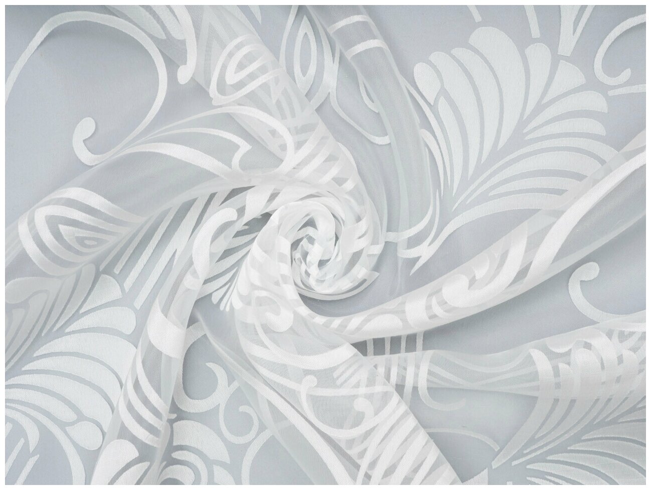 Тюль органза Ирис цвет белый, высота 250 см, ширина 300 см, на шторной ленте - фотография № 5