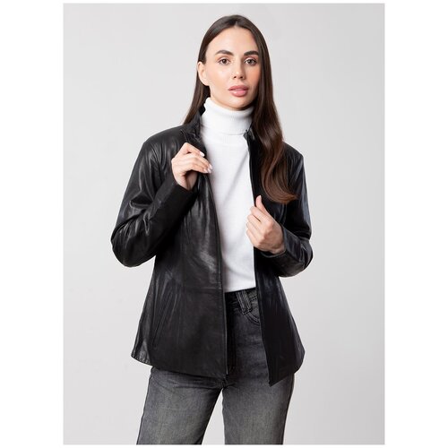 Кожаная куртка 08, каляев, размер 52, черный