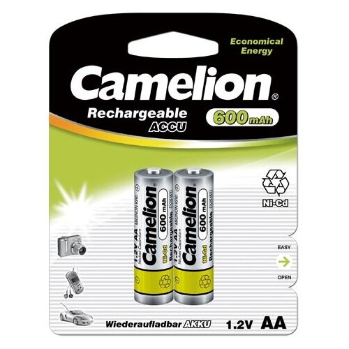 AA- 600mAh Ni-Cd BL-2 (, аккумулятор,1.2В), CAMELION NC-AA600BP2 (24 шт.) батарейки аккумулятор camelion тип aa 2500mah 1 2в 2 шт в упаковке