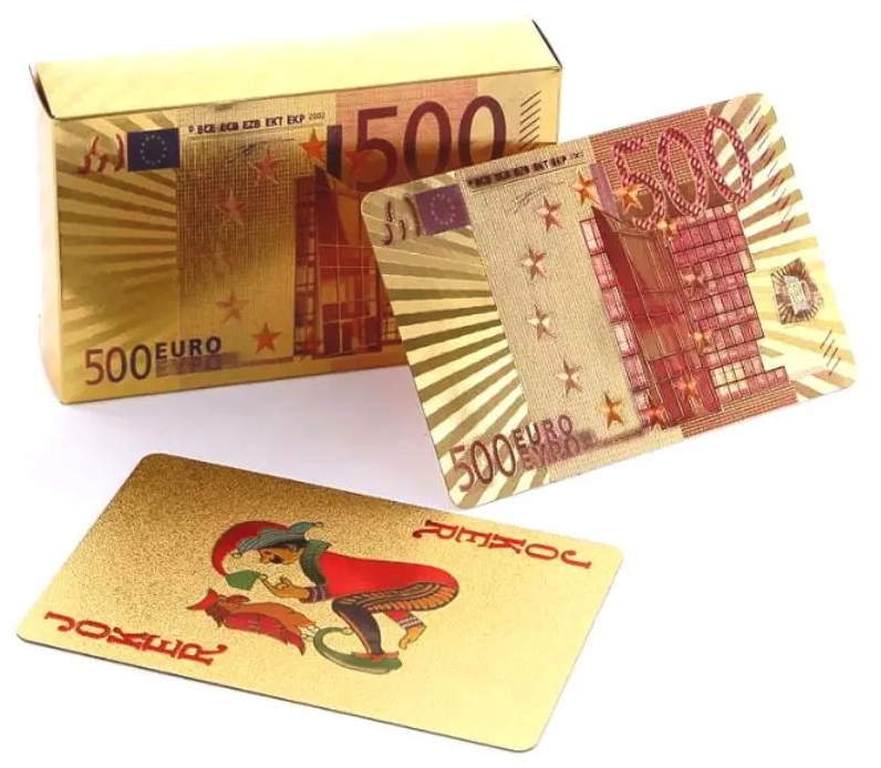 Карты игральные "500 евро" пластиковые золотые, 54 шт.