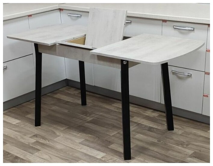 фото Стол обеденный, раскладной/раздвижной Надиа ПО Forte белый опора №2 черная