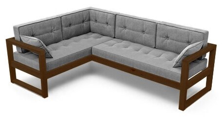 Угловой диван левый DEmoku Д-4 СТ (цвет ткани: серый, цвет дерева: темный дуб), механизм Нераскладной, 212х160х79 см