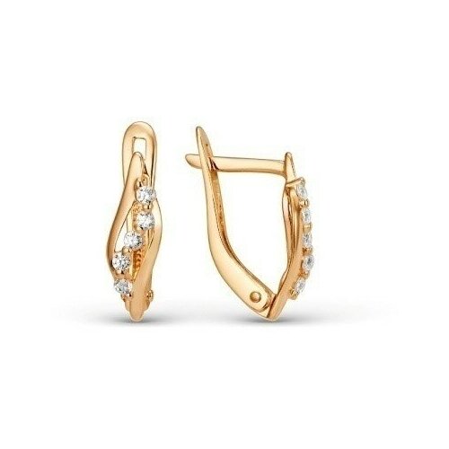 С-00117 Серьгм с бесцветным фианитом, цвет-розовый, металл-серебро