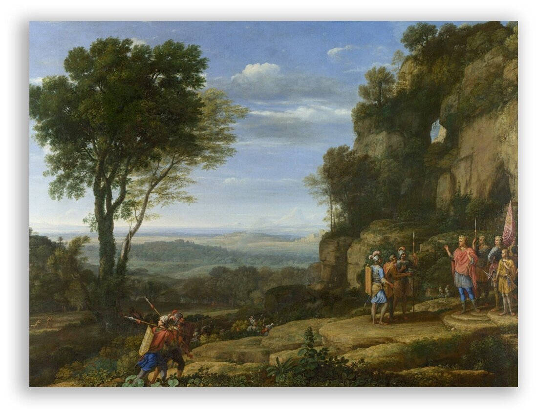 Картина на холсте с подрамником / Claude Lorrain / Лоррен Клод - Пейзаж с Давидом у могилы Эдалема