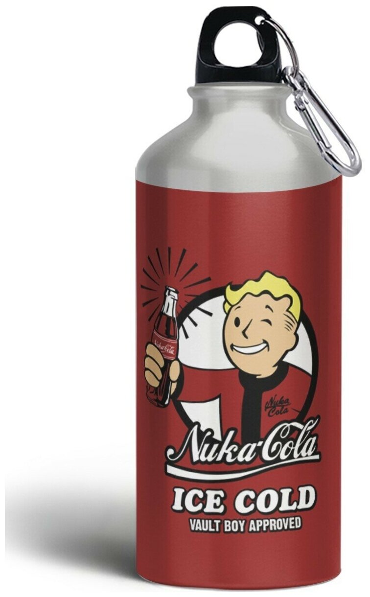 Бутылка спортивная,туристическая фляга, 500мл с карабином Fallout нука кола - 613