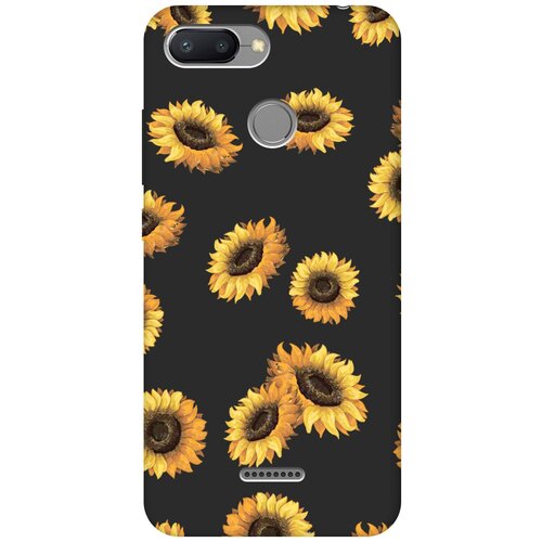 Матовый чехол Sunflowers для Xiaomi Redmi 6 / Сяоми Редми 6 с 3D эффектом черный матовый чехол true princess для xiaomi redmi 6 сяоми редми 6 с 3d эффектом черный