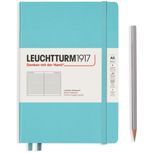 Записная книжка Leuchtturm Rising Colours А5, в линейку, бирюзовая, 251 страниц, твердая обложка