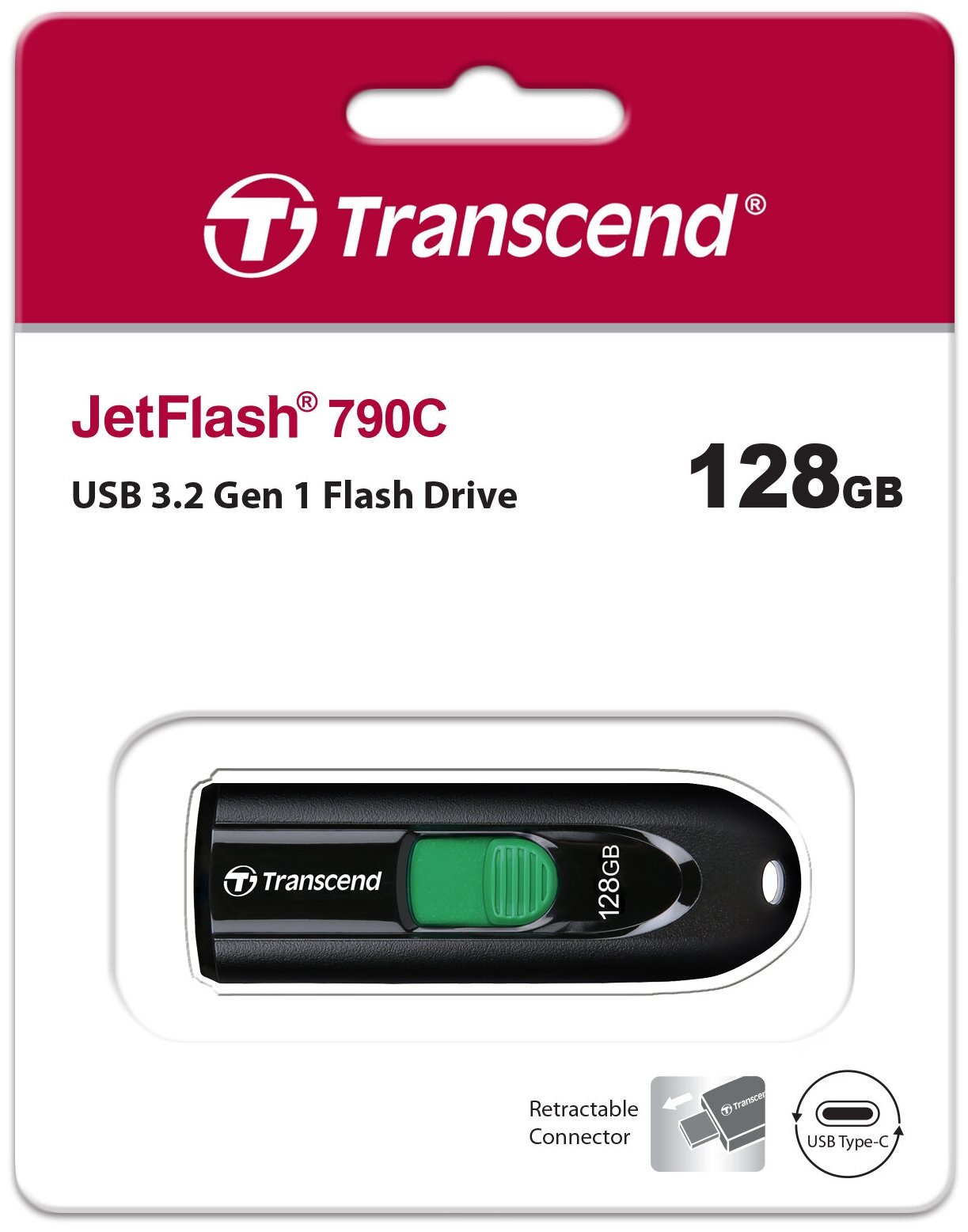 Флешка USB (Type-C) TRANSCEND Jetflash 790С 128ГБ, USB3.0, черный [ts128gjf790c] - фото №4