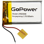 Аккумулятор литий-полимерный / Li-Pol GoPower LP603048 PK1 3.7V 900mAh - изображение