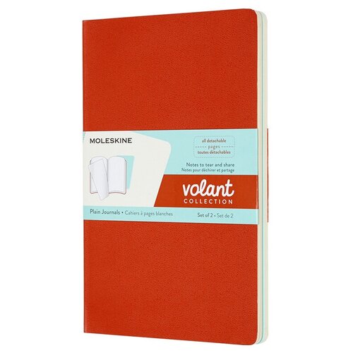 блокнот moleskine volant qp723f16b24 large 130х210мм 96стр нелинованный мягкая обложка оранжевый голубой 2шт Блокнот Moleskine VOLANT QP723F16B24 Large 130х210мм 96стр. нелинованный мягкая обложка оранжевый/голубой (2шт)