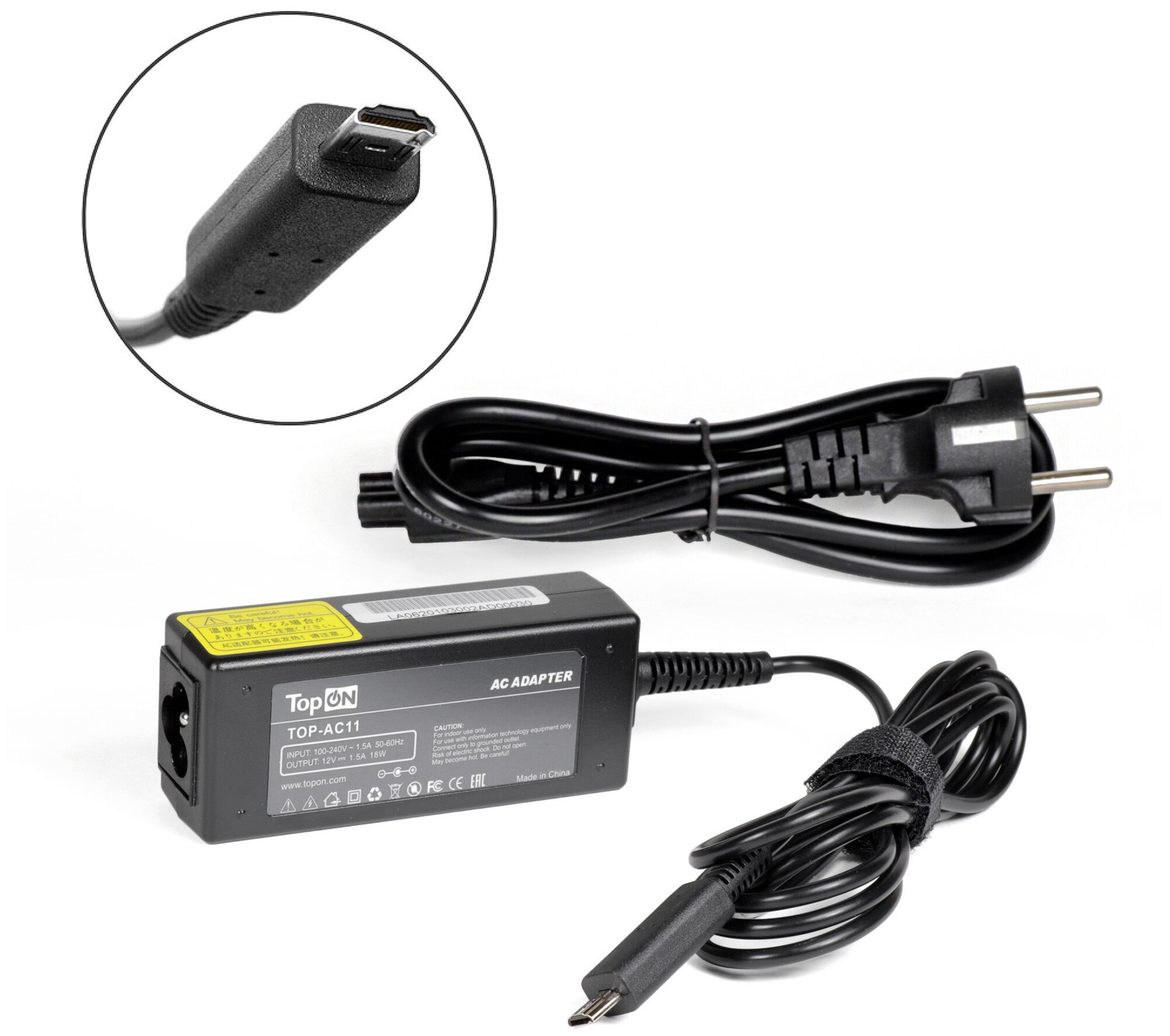 Блок питания TopON для Acer 12V 1.5A (Acer Micro USB) 18W AK.018AP.033 TOP-AC11-2