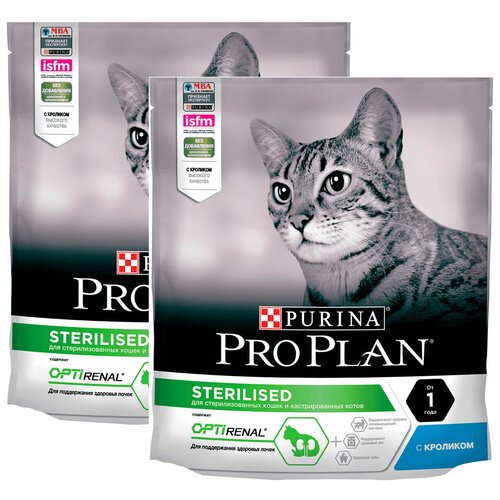 PRO PLAN CAT STERILISED RENAL PLUS RABBIT для взрослых кастрированных котов и стерилизованных кошек с кроликом (0,2 + 0,2 кг) pro plan cat optirenal sterilised turkey для взрослых кастрированных котов и стерилизованных кошек с индейкой 7 кг