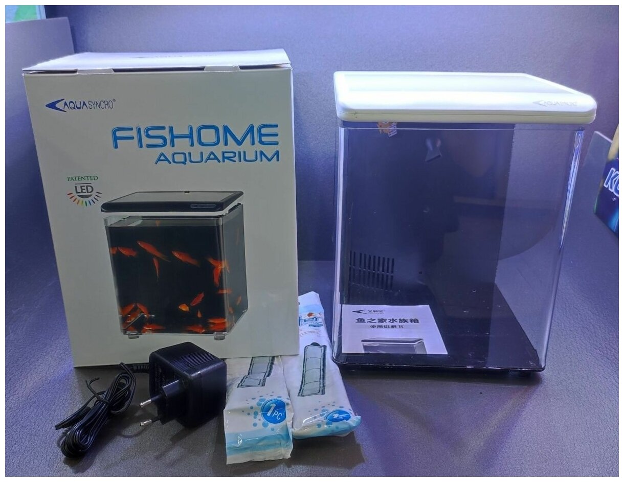 Аквариум для рыбок AquaSyncro FH-08 WHITE, акрил, белый, 8л, 206х205х257мм, LED светильник + помпа 200 л/ч - фотография № 9