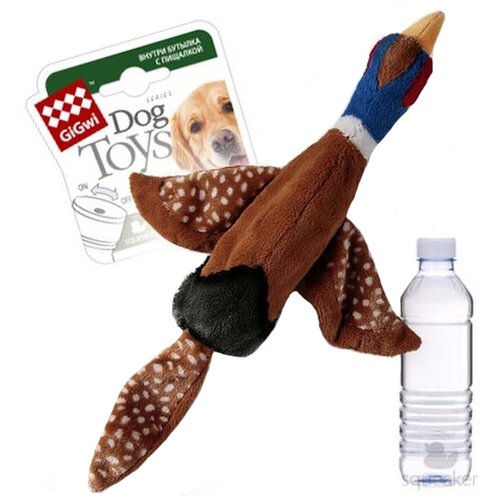 Птица GiGwi с пластиковой бутылкой с пищалкой в крышке