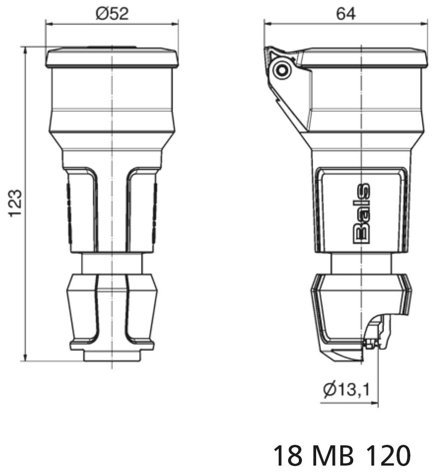 розетка BALS кабельная SCHUKO 16A 3P(2P+E) 250V IP54 красный - фотография № 4