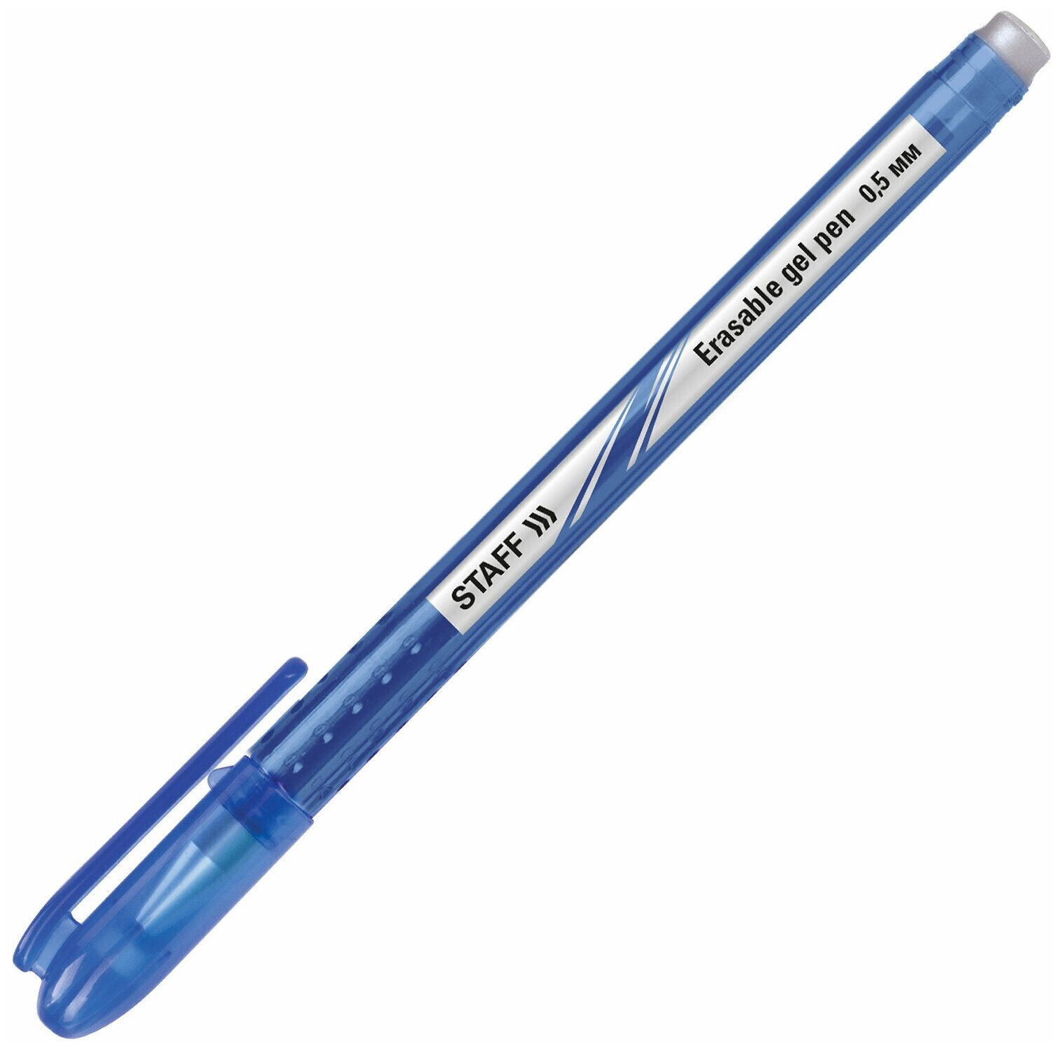 Ручка стираемая гелевая Staff корпус синий, хромированные детали, 0,5 мм, линия 0,38 мм, синяя (142499)