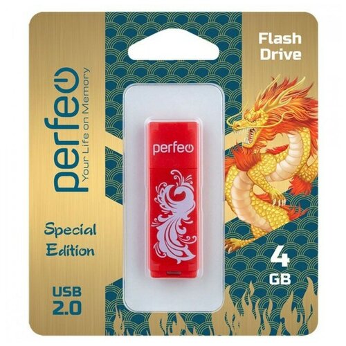 Накопитель USB 2.0 4Гб Perfeo C04 Red Phoenix, красный
