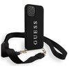 Guess для iPhone 12 Pro Max (6.7) чехол PU Embossed white logo and Strap Hard Black - изображение