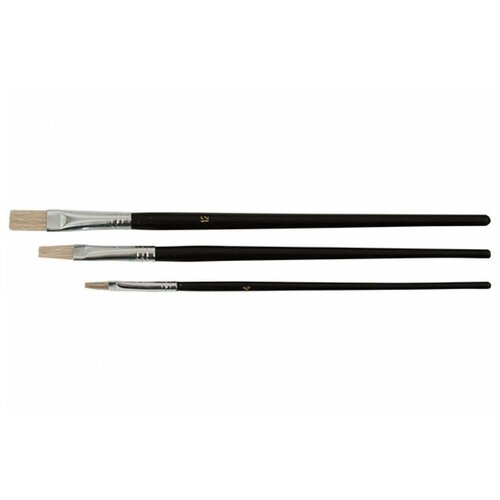 Художественные кисти FIT натуральная щетина, деревянная ручка, плоские, набор 3 шт. 01525