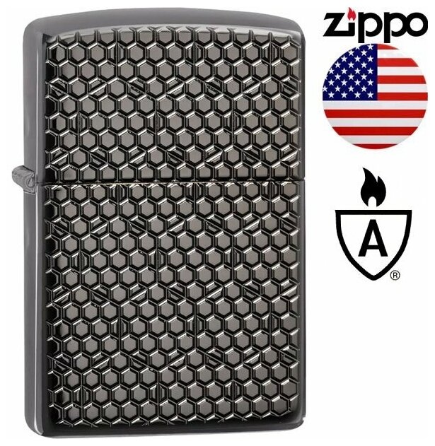 Zippo Зажигалка Zippo Hexagon Design (утолщённый корпус Armor) - фотография № 1