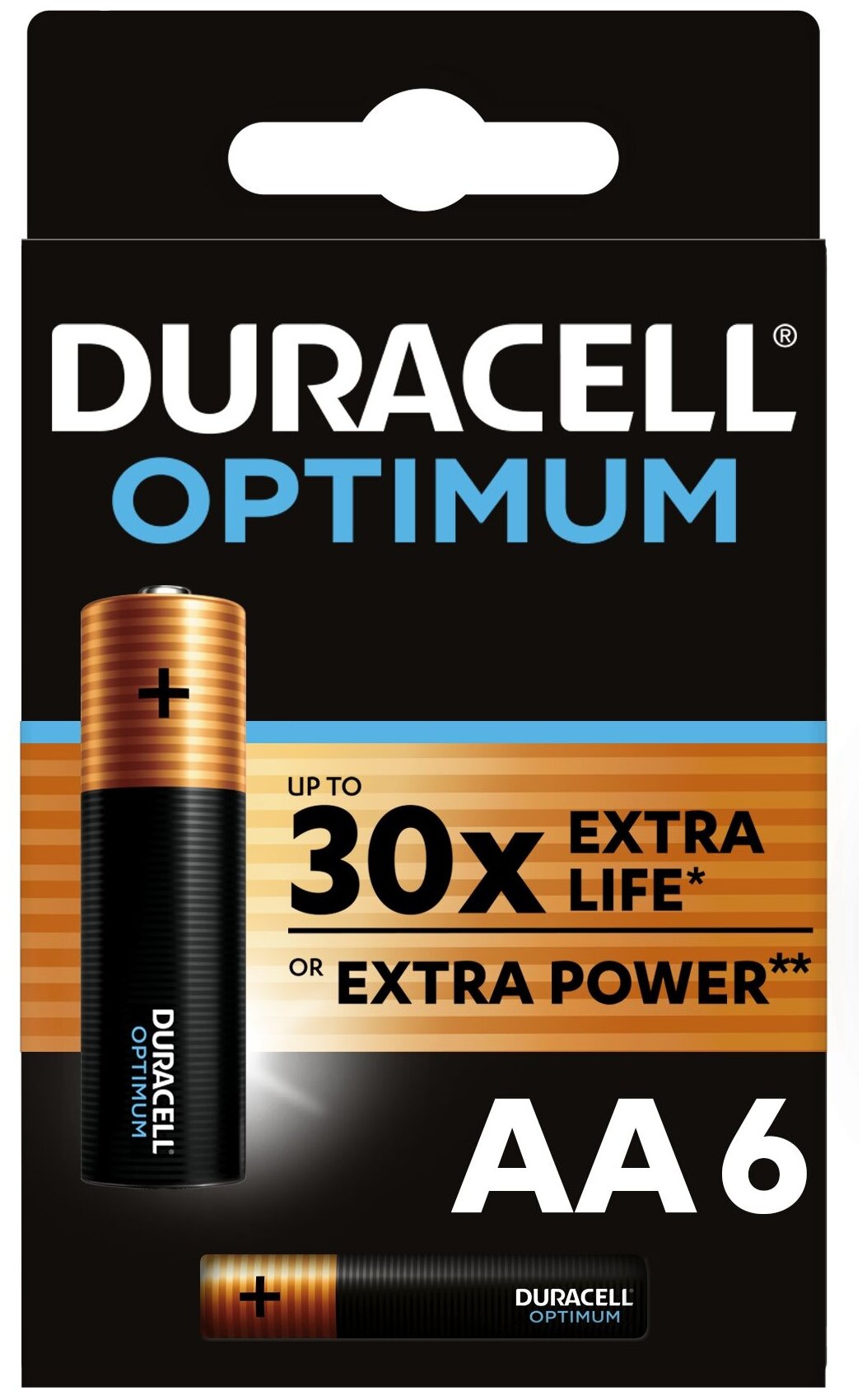 Батарейки алкалиновые/щелочные DURACELL OPTIMUM AA 6шт