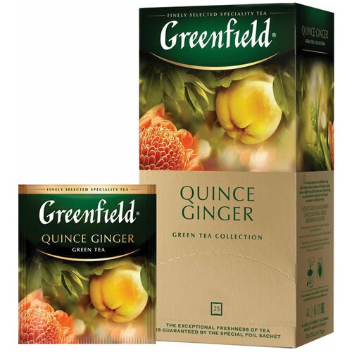 Greenfield Чай в пакетиках Quince Ginger, зеленый, 25 пакетиков