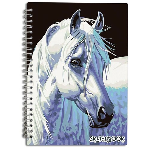 Скетчбук А5 50 листов Блокнот для рисования Животные (белая лошадь, пони, horse) - 281 В