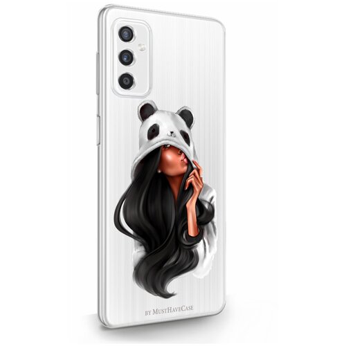 Прозрачный силиконовый чехол MustHaveCase для Samsung Galaxy M52 Panda Girl/ Панда для Самсунг Галакси М52