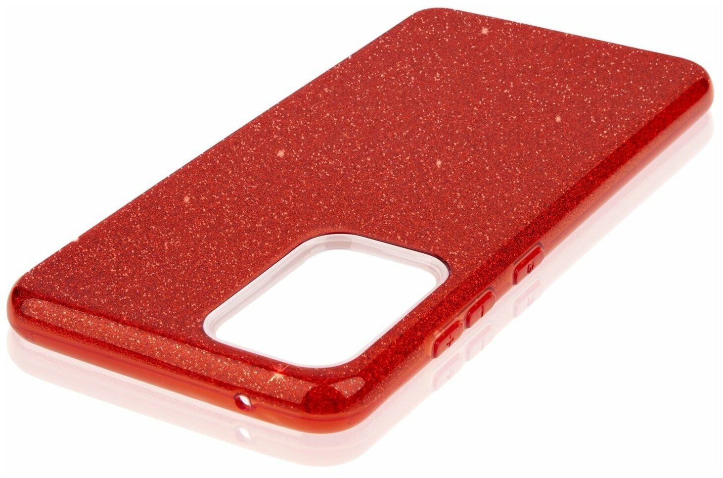 Чехол для Samsung Galaxy A52, бортик камер, с блестками, сияющий, цвет красный