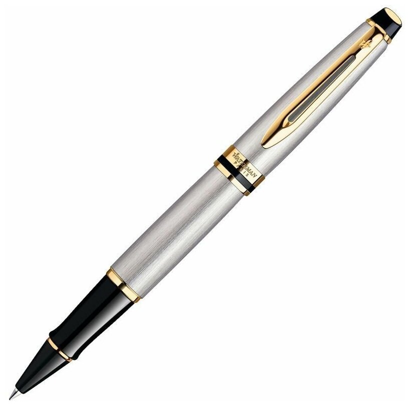 Ручка роллер Waterman Expert Stainless Steel GT, цвет чернил: черный S0951980