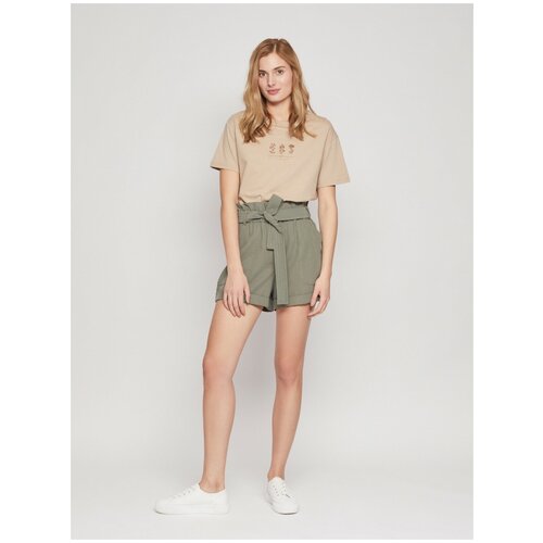 фото Шорты с поясом, цвет хаки, размер s zolla