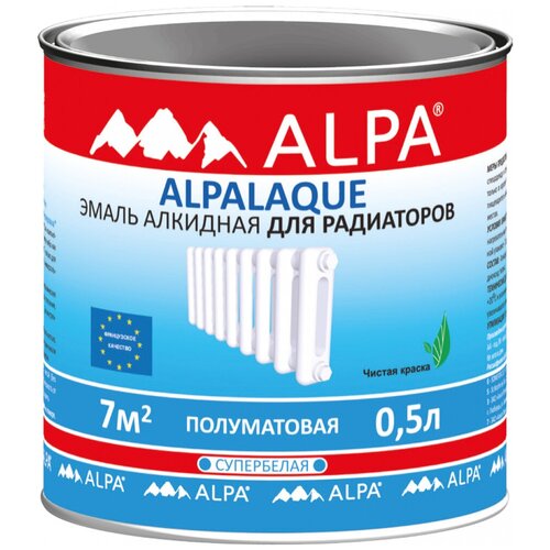 Эмаль для радиаторов Alpa Альпалак белая полуматовая (0,5л)