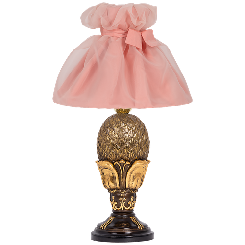Настольная лампа BOGACHO Источник энергии бронзовая с розовым абажуром