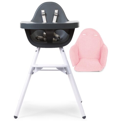 Стульчик для кормления Childhome Evolu 2 White/Anthracite с подушкой Tricot Pastel Old Pink аксессуары для мебели childhome корзина evolu 2