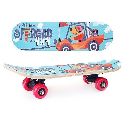 фото Скейтборд детский 43x13 см,колеса pvc,голубой oubaoloon
