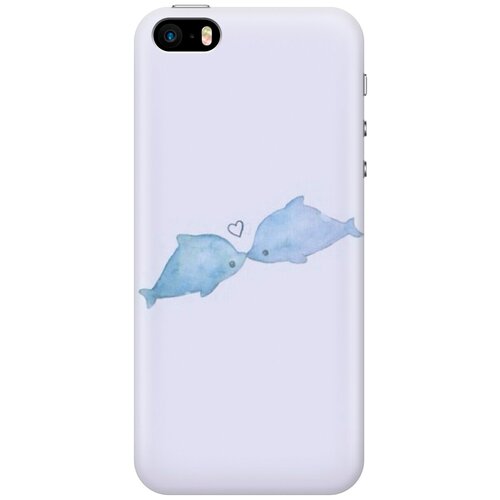 Силиконовый чехол на Apple iPhone SE / 5s / 5 / Эпл Айфон 5 / 5с / СЕ с рисунком Дельфинчики