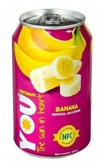 Тропический Напиток YOU VIETNAM негаз. с соком Банана 0,33л. ж/б 6 шт. - фотография № 2