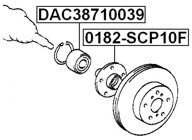 Подшипник ступичный передний Febest DAC38710039