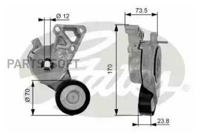 T38148_ролик натяжной!\ VW Golf/Bora/Sharan, Audi A3 1.6-2.0, Seat Toledo 1.6 95> GATES / арт. T38148 - (1 шт)